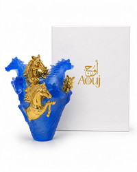 Aouj Luxury Blue/Gold Horse Mabkhara
