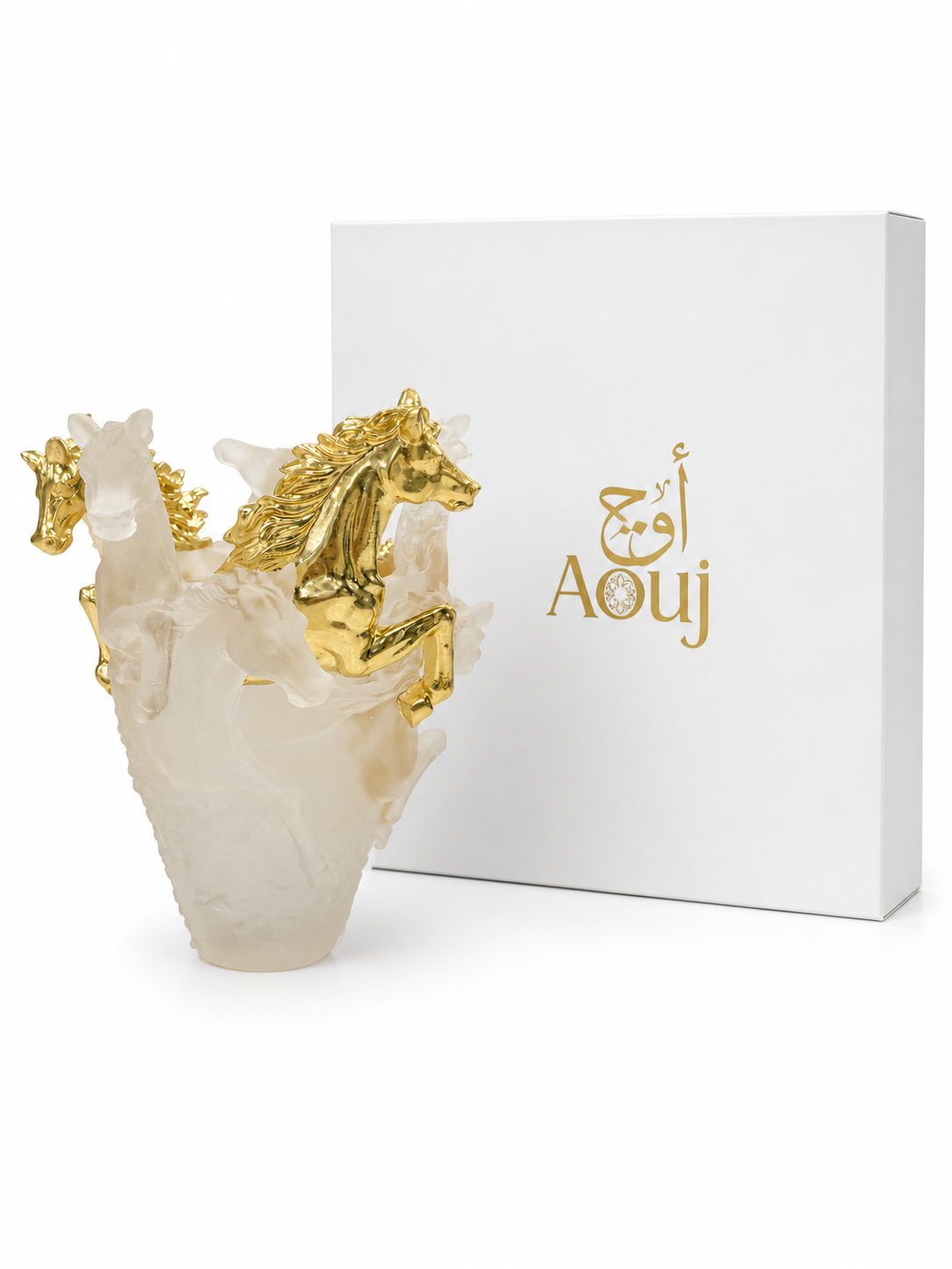 Aouj Luxury White/Gold Horse Mabkhara